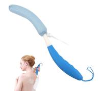 KkaFFe Shower Body Brush Skin Exfoliating Curved Back Scrub Massage Bath Extra Large Handle European and American Hand-Shaped Removable Bold Long Washer (Blue-Blue), 43cm, 1.0 count