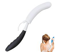 KkaFFe Shower Body Brush Skin Exfoliating Curved Back Scrub Massage Bath Extra Large Handle European and American Hand-Shaped Removable Bold Long Washer (Black-White), 43cm, 1 count