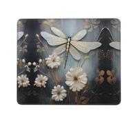 KKAFGBV A white dragonfly in bloom Printed Comfortable Mouse Padâ€“Non-Slip PU Leather Base, Smooth & Modern Design for Office, HomeUse8.3 x 10.3 in