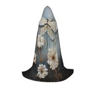 KKAFGBV A white dragonfly in bloom Printed full-length hooded cape, unisex, suitable for teen Halloween and Christmas role playL