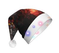 KKAFGBV Adult LEDBad Boy Red Wolf Printed Santa Hat - Holiday Party Supplies Light Up Santa Hat (Adults and Kids)