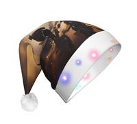 KKAFGBV Adult LEDFirefighters fighting fires Printed Santa Hat - Holiday Party Supplies Light Up Santa Hat (Adults and Kids)