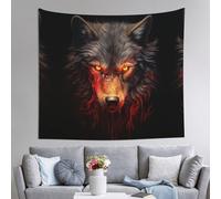 KKAFGBV Angry Red Wolf Printed Wall Tapestry Wall Decoration - Fashionable Home Decoration for Living Room, Bedroom