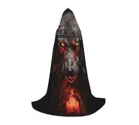 KKAFGBV Bad Boy Red Wolf Printed full-length hooded cape, unisex, suitable for teen Halloween and Christmas role playS