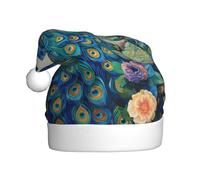 KKAFGBV Classic Blue Peacock in the Enchanted Forest Printed Santa Hat - Unisex, perfect for Christmas and New Year parties