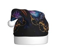KKAFGBV Classic Fantasy Illustrated Butterfly Printed Santa Hat - Unisex, perfect for Christmas and New Year parties
