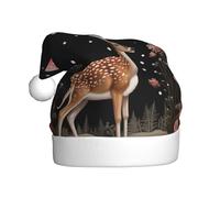 KKAFGBV Classic Lost Deer in the Flowers Printed Santa Hat - Unisex, perfect for Christmas and New Year parties