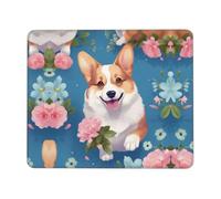KKAFGBV Corgi Flower Pattern Printed Comfortable Mouse Padâ€“Non-Slip PU Leather Base, Smooth & Modern Design for Office, HomeUse10 x 12 inch