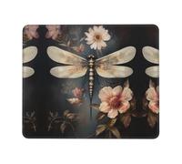 KKAFGBV Dragonfly on Peony Printed Comfortable Mouse Padâ€“Non-Slip PU Leather Base, Smooth & Modern Design for Office, HomeUse7 x 8.6 in