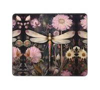 KKAFGBV Dragonfly with Pink Flowers Printed Comfortable Mouse Padâ€“Non-Slip PU Leather Base, Smooth & Modern Design for Office, HomeUse7 x 8.6 in