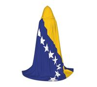 KKAFGBV Flag of Bosnia and Herzegovina Printed full-length hooded cape, unisex, suitable for teen Halloween and Christmas role playM