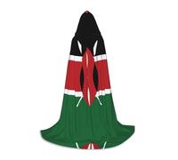 KKAFGBV Flag of Kenya Printed full-length hooded cape, unisex, suitable for teen Halloween and Christmas role playM