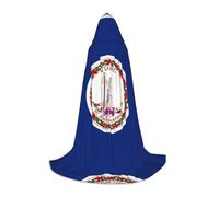 KKAFGBV Flag of Virginia Printed full-length hooded cape, unisex, suitable for teen Halloween and Christmas role playL