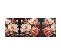 KKAFGBV Large Bright white peonies Printed Gaming Mouse Padâ€“11.8 x 31.5 Inches Non-Slip and Waterproof for Keyboard, Computer