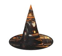 KKAFGBV London Black Cab Halloween printed gothic wizard hat, witch accessories, masquerade, cosplay and party decorations