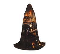 KKAFGBV London Black Cab Printed full-length hooded cape, unisex, suitable for teen Halloween and Christmas role playL