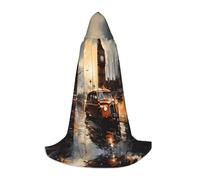 KKAFGBV London Color Taxi Printed full-length hooded cape, unisex, suitable for teen Halloween and Christmas role playL
