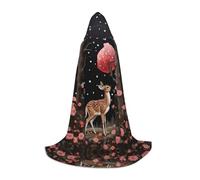 KKAFGBV Lost Deer in the Flowers Printed full-length hooded cape, unisex, suitable for teen Halloween and Christmas role playS