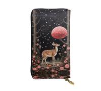 KKAFGBV Lost Deer in The Flowers Printed Leather Long Clutch â€“ Stylish and Slim with ID Window and Credit Card Compartment.