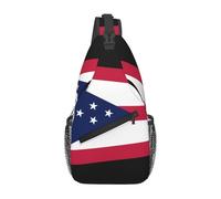 KKAFGBV Men's Ohio State Flag Crossbody Chest Bagâ€“Double Pocket Design, Unisex, Suitable for Running, Traveling