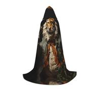 KKAFGBV Mr. Dancing Tiger Printed full-length hooded cape, unisex, suitable for teen Halloween and Christmas role playL