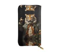 KKAFGBV Mr. Dancing Tiger Printed Leather Long Clutch â€“ Stylish and Slim with ID Window and Credit Card Compartment.
