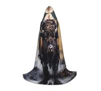 KKAFGBV North American bison Printed full-length hooded cape, unisex, suitable for teen Halloween and Christmas role playL