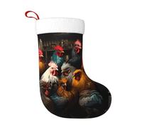 KKAFGBV Personalized Rooster Family Portfolio Printed Double-Sided Christmas Stockings â€“ Festive Fireplace Hanging Decor, Tree Decoration