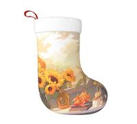 KKAFGBV Personalized Sunflowers under the windowsill Printed Double-Sided Christmas Stockings â€“ Festive Fireplace Hanging Decor, Tree Decoration