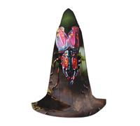 KKAFGBV Strange Insects Printed full-length hooded cape, unisex, suitable for teen Halloween and Christmas role playM
