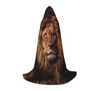 KKAFGBV The Lion's Gaze Printed full-length hooded cape, unisex, suitable for teen Halloween and Christmas role playM
