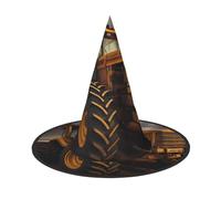 KKAFGBV Tractor in the field Halloween printed gothic wizard hat, witch accessories, masquerade, cosplay and party decorations