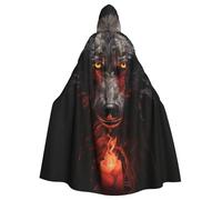 KKAFGBV Unisex Bad Boy Red Wolf Printed Hooded Robe Cape - Perfect for Halloween, Christmas, Carnival, Disco Party and more.