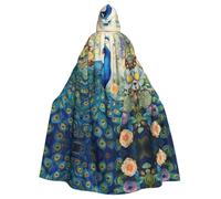 KKAFGBV Unisex Blue Peacock in the Enchanted Forest Printed Hooded Robe Cape - Perfect for Halloween, Christmas, Carnival, Disco Party and more.