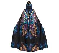 KKAFGBV Unisex Gorgeous Black Butterfly Printed Hooded Robe Cape - Perfect for Halloween, Christmas, Carnival, Disco Party and more.