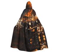 KKAFGBV Unisex London Black Cab Printed Hooded Robe Cape - Perfect for Halloween, Christmas, Carnival, Disco Party and more.