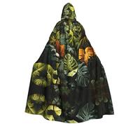 KKAFGBV Unisex Tropical Rainforest Palm Leaves Printed Hooded Robe Cape - Perfect for Halloween, Christmas, Carnival, Disco Party and more.