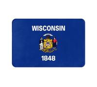 KKAFGBV Wisconsin State Flag Printed welcome mat – for indoor and outdoor entrances, patios, porches, non-slip and waterproof doormats