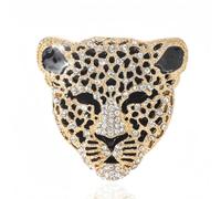 KKAMAGI Vintage Black Enamel Spotted Animal Leopard Head Brooch Cheetah Pin Rhinestone Crystal Lapel Badge, Metal, rhinestone