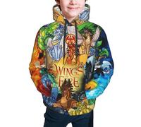 KKARNXOR Youth Hoodie Fire Dragons Wings Fashion Hooded Casual Sweatshirt Pullover with Pockets for Mens and Womens S