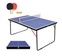 KKB Sport 4.5FT Folding Ping Pong Table Game Set, Portable Indoor Outdoor Midsize Table Tennis Table with 2 Paddles, 3 Balls and Net