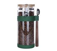 KKC Vacuum Sealed Coffee Bean Storage Container with Scoop,Airtight Glass Container Jar with Hinged Lid and Spoon for Ground Coffee,Loose Leaf Tea,Brown Sugar,Nut,Oatmeal,54 Fluid-oz
