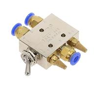 KKCZOFMJ TAC2-41V Exhaust Valve 2 Position 5Way 1/8 quot; Self-Locking Toggle Lever Mechanical Valve Pneumatic Valve Switch w Fittings Muffler 1Pcs(Tac2-41v)