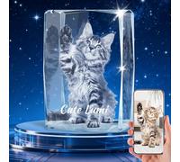 KKHH Custom 3D Crystal Photo - Personalized Laser Engraved Glass Keepsake, 3D Etched Inside Crystal Gift for Birthday, Anniversary, Memorial, or Christmas (24-Facet Cube 1)