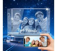 KKHH Personalized 3D Crystal Photo - Custom Laser Engraved Glass Keepsake, 3D Etched Inside Crystal Gift for Birthday, Anniversary, Memorial, or Christmas (Cube 2)