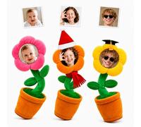 KKHH Personalized Talking Dancing Flower with Custom Photo, Rechargeable Bluetooth Singing Plush That Repeats Your Voice, Funny Interactive Novelty Gift for Friends, Family and Couples