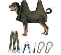 Kkiimatt 10 in 1 Dog Grooming Hammock Harness with Nail Clippers/Trimmer, Nail Hammock for Trimming, Grooming Sling Hange Holder for Extra Large Dogs (XXL/Under 120lb, Khaki Green)