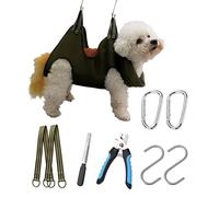 Kkiimatt 10 in 1 Pet Grooming Hammock, Breathable Dog Hammock Hammock for Pet, Dog Grooming Aid for Grooming and Trimming Nails (S, Khaki-Green)