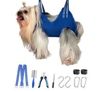 Kkiimatt 10 in 1 Pet Grooming Hammock Harness with Nail Clippers/Trimmer, Cat&Dog Nail Clipper Hammock, Cat&Dog Grooming Sling for Small Animals Nail Trimming/Clipping (XXS/Under 10lb Blue)