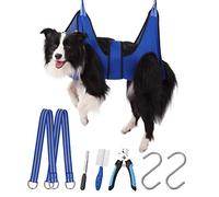 Kkiimatt Dog Grooming Hammock Pet Harness for X-Large Dogs, Breathable with Clipper, Supplies Sling Nail Clipping/Trimming (XL), blue